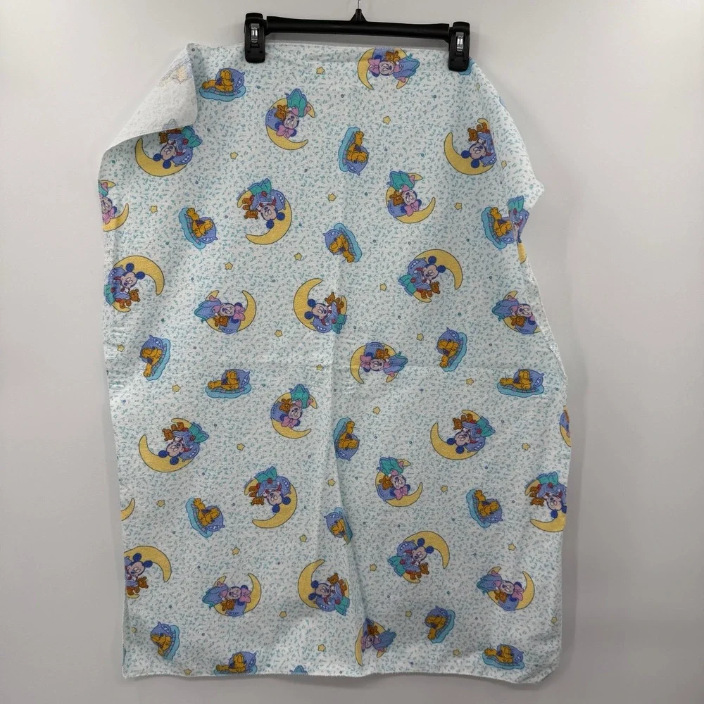 Vintage Disney Mickey Mouse‎ Minnie Moon Blue Receiving Baby Blanket